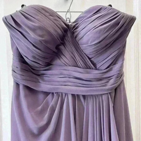 Bill  Levkoff Strapless Chiffon Formal Evening Gown Victorian Lilac Purple 16 - Picture 6 of 15